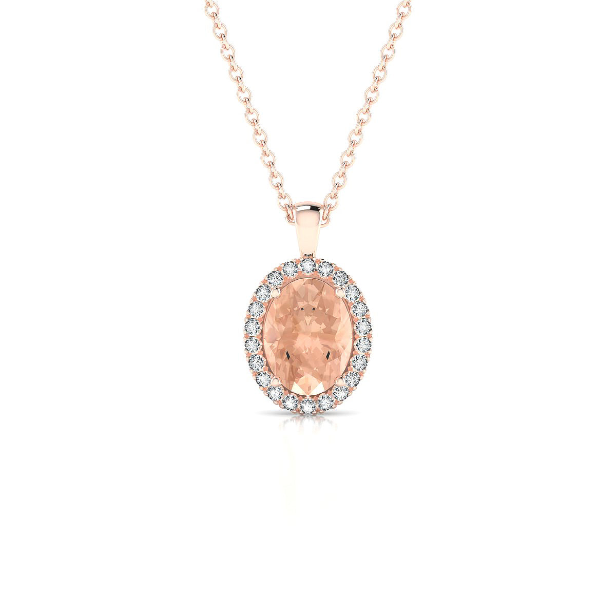 Solar | 18k Rose Gold 8 x 6 mm Oval Morganite Pendant