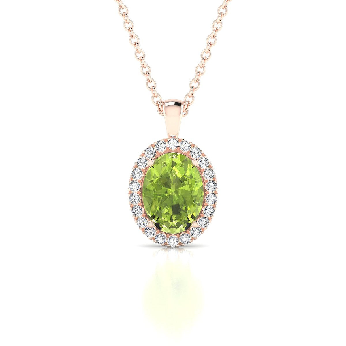 Solar | 18k Rose Gold 8 x 6 mm Oval Peridot Pendant