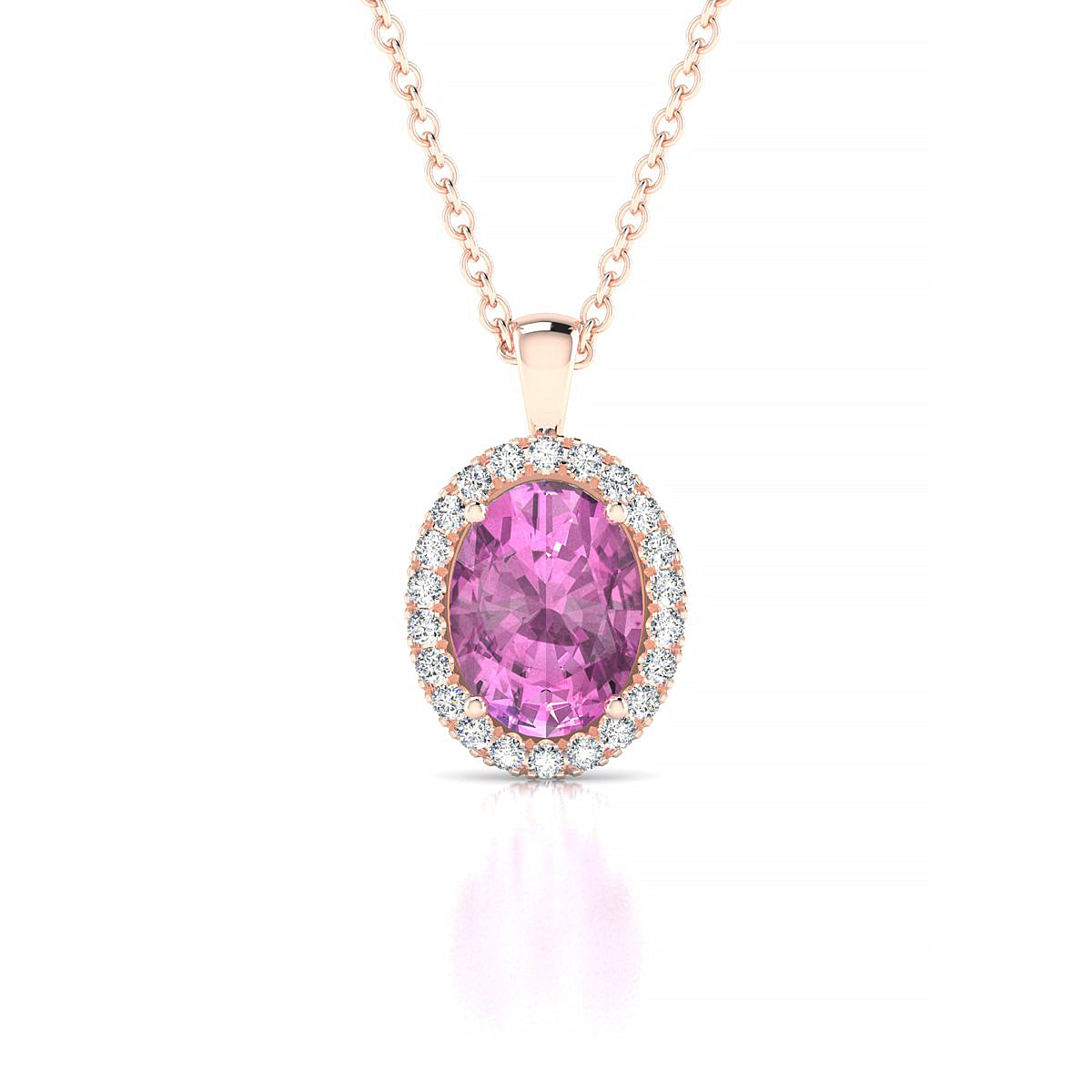 Solar | 18k Rose Gold 8 x 6 mm Oval Pink Sapphire Pendant