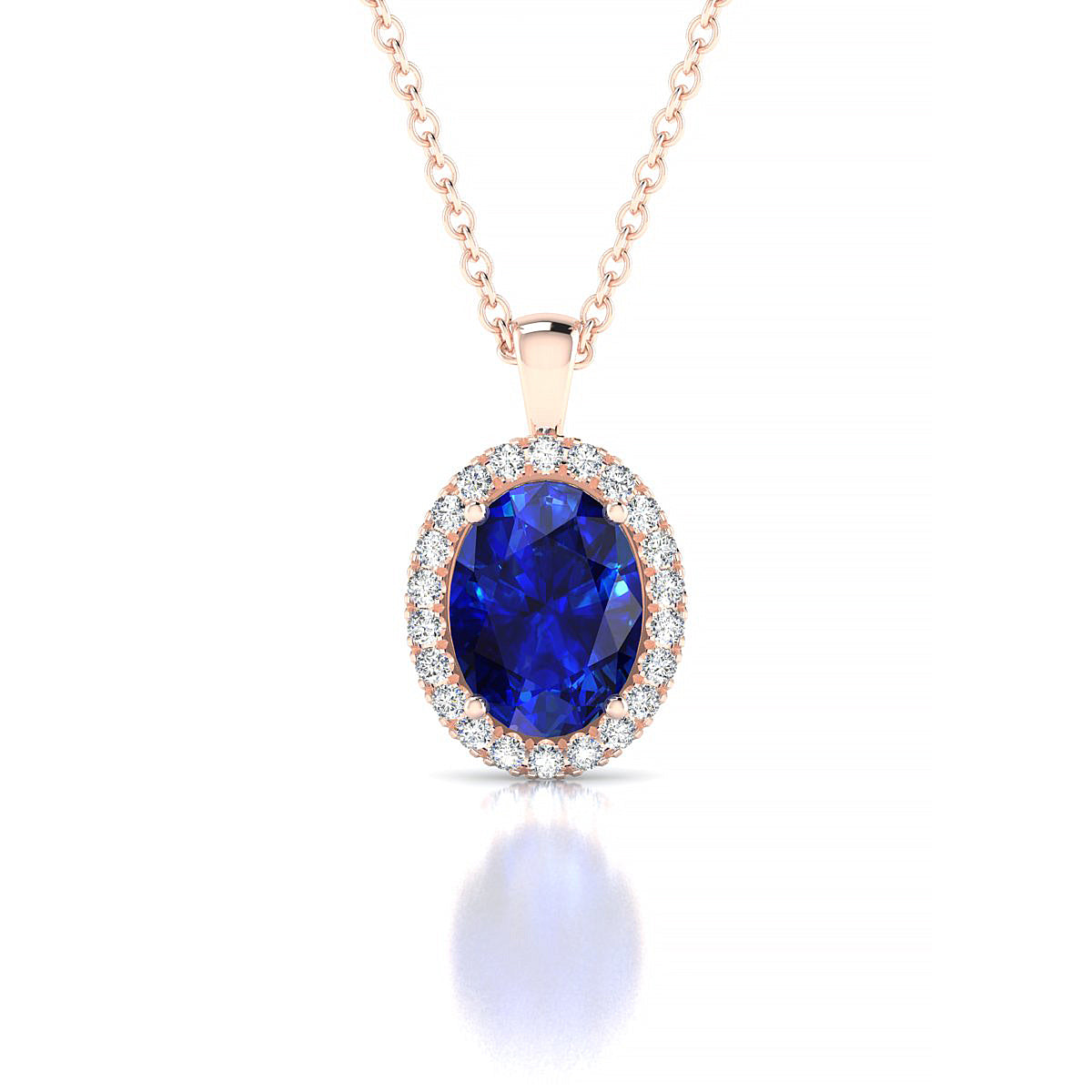 Solar | 18k Rose Gold 8 x 6 mm Oval Sapphire Pendant
