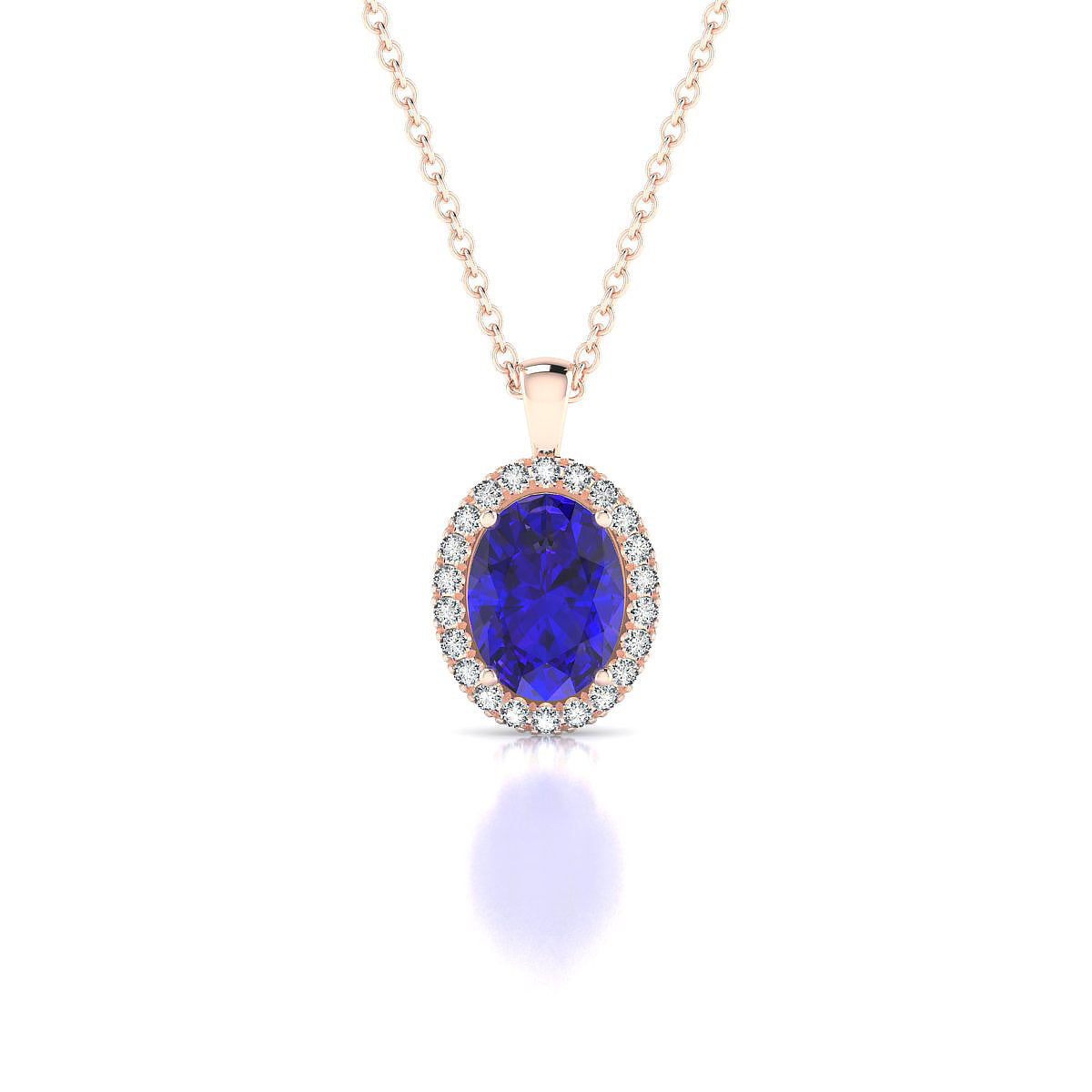 Solar | 18k Rose Gold 8 x 6 mm Oval Tanzanite Pendant