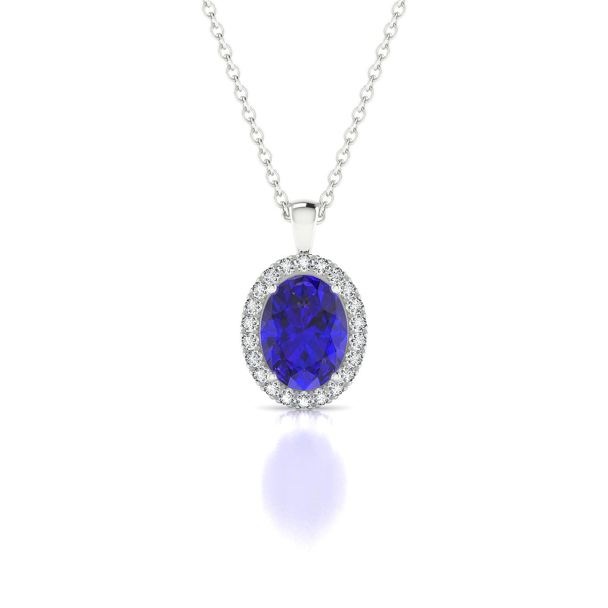 Solar | 18k White Gold 8 x 6 mm Oval Tanzanite Pendant