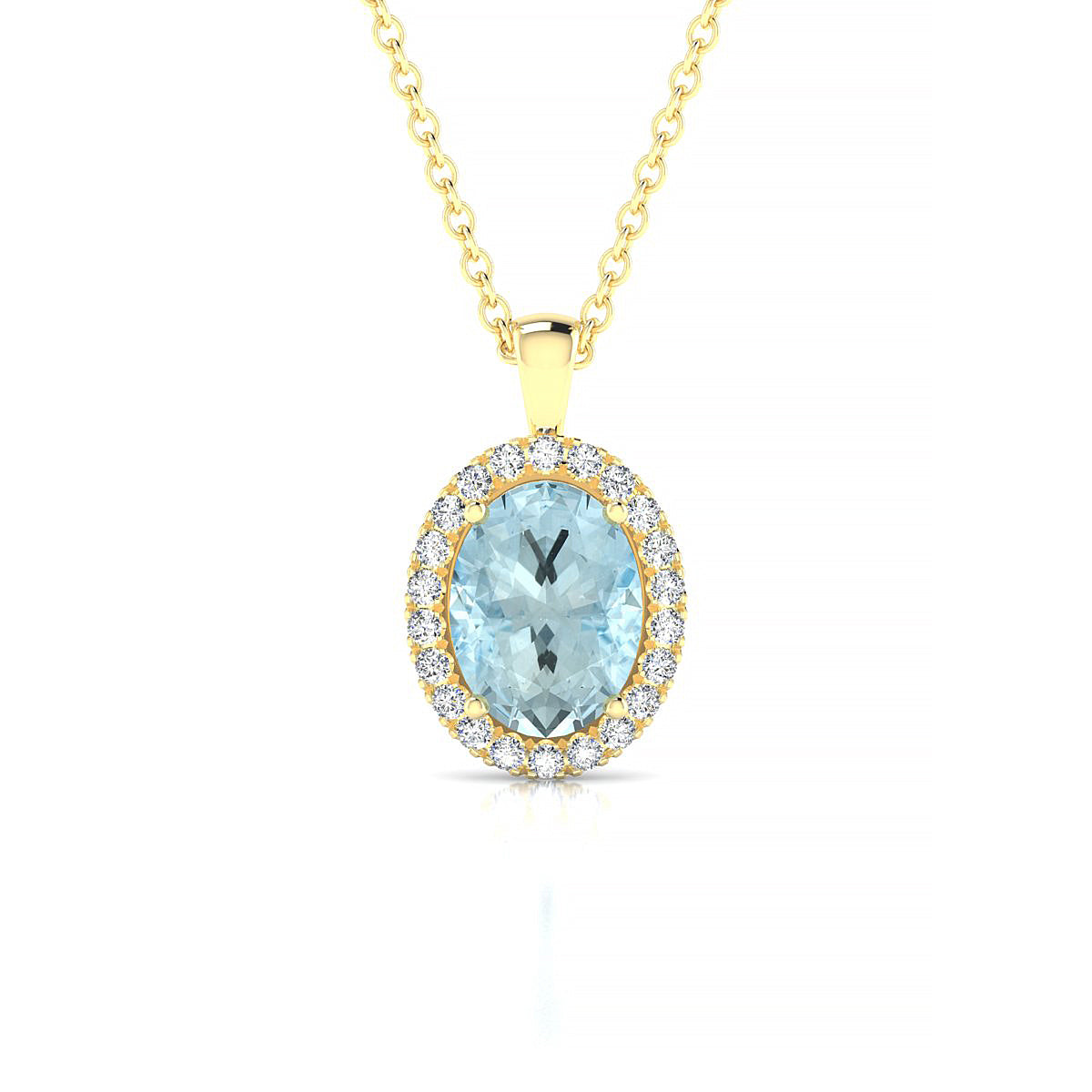 Solar | 18k Yellow Gold 8 x 6 mm Oval Aquamarine Pendant