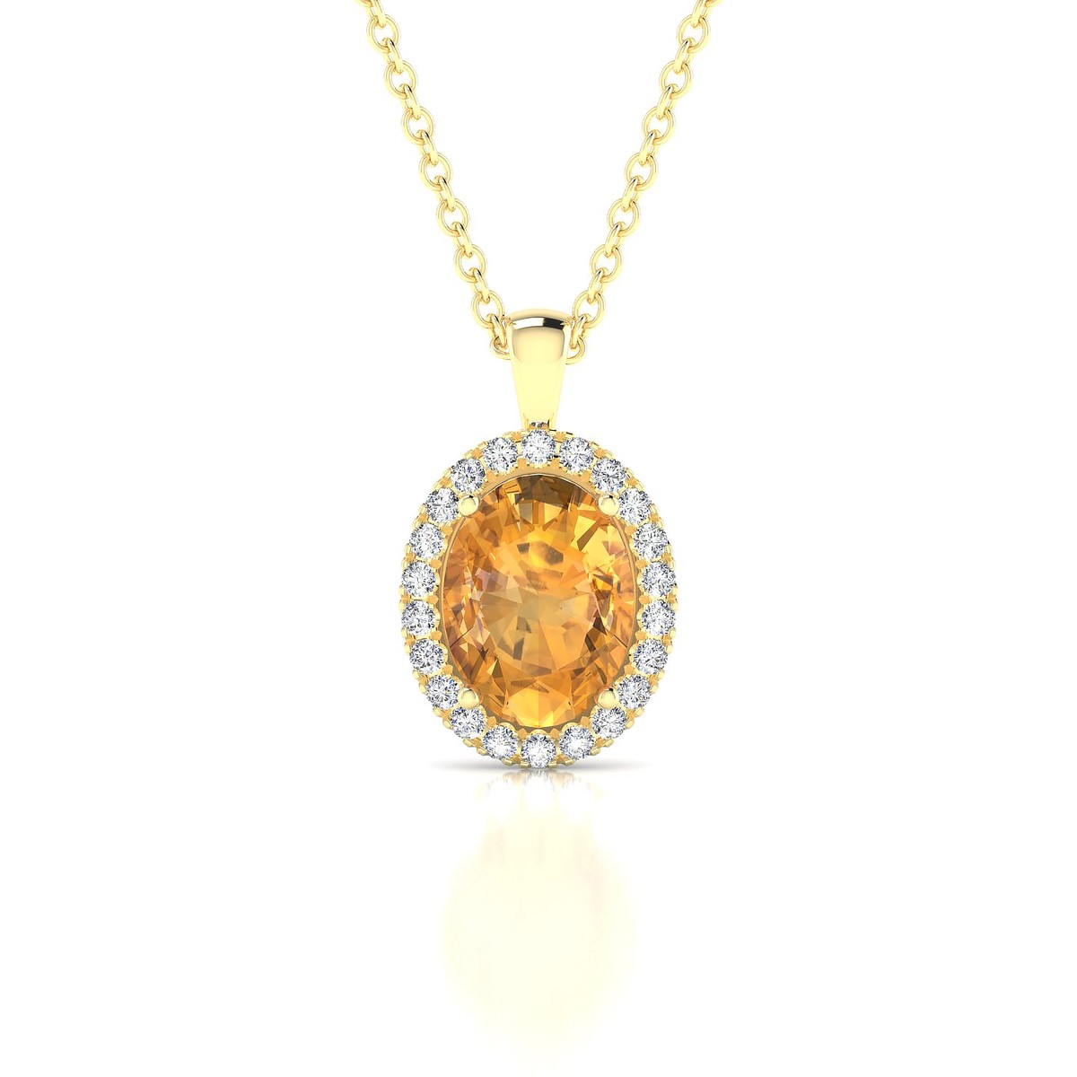 Solar | 18k Yellow Gold 8 x 6 mm Oval Citrine Pendant