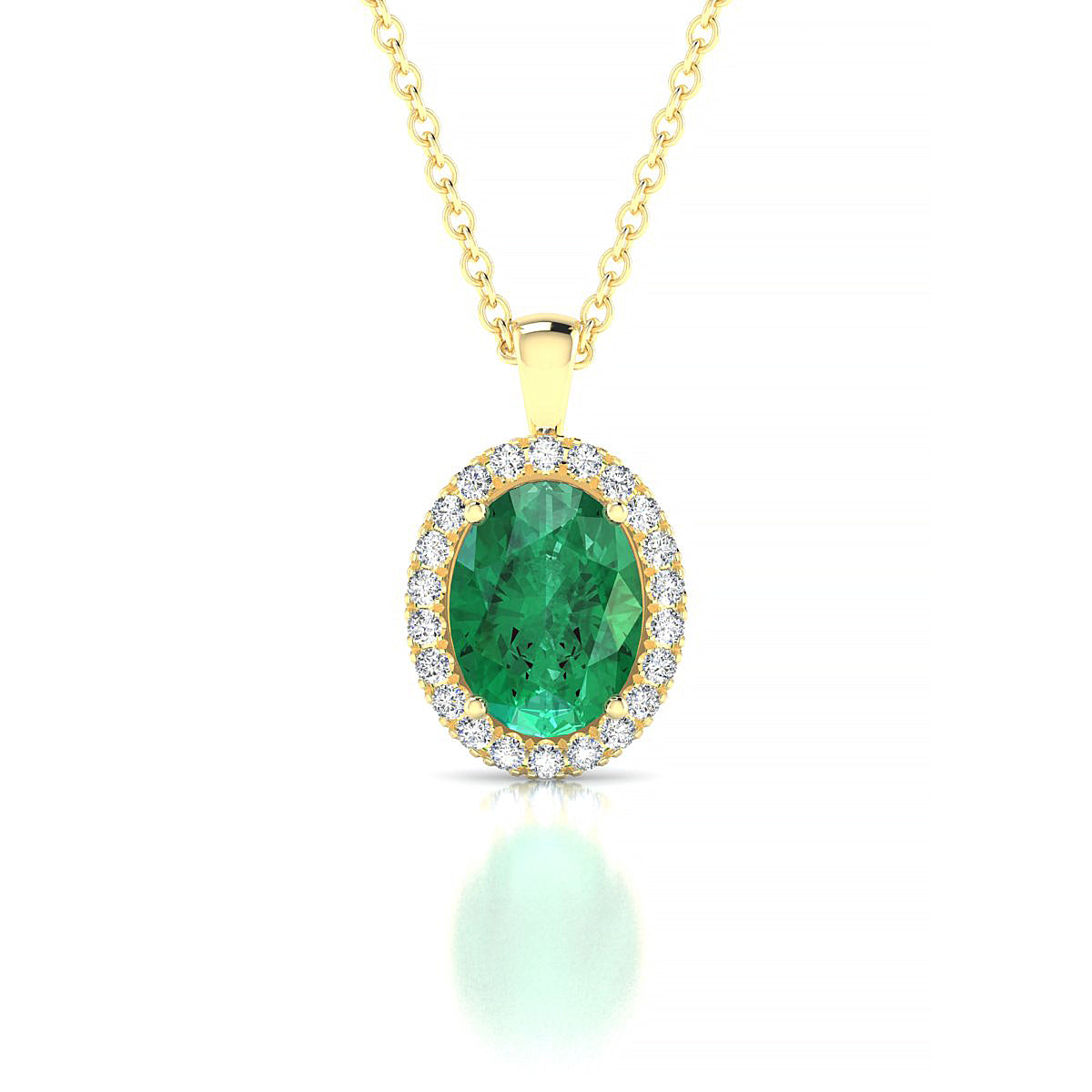 Solar | 18k Yellow Gold 8 x 6 mm Oval Emerald Pendant