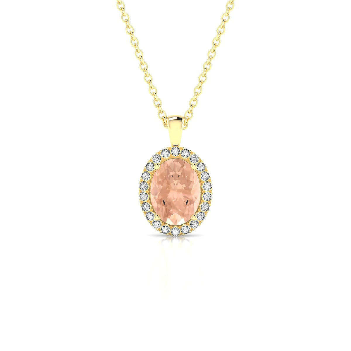 Solar | 18k Yellow Gold 8 x 6 mm Oval Morganite Pendant