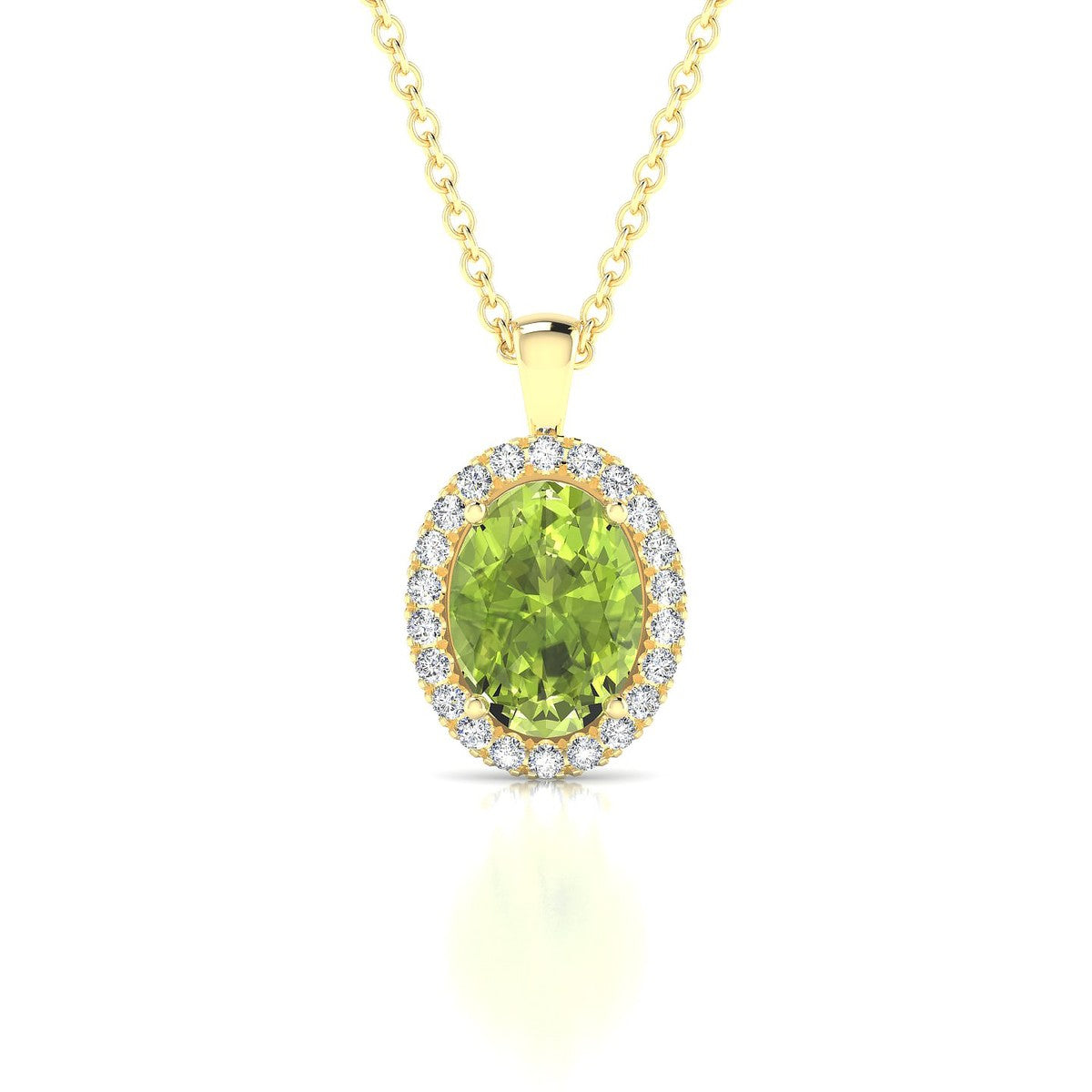 Solar | 18k Yellow Gold 8 x 6 mm Oval Peridot Pendant