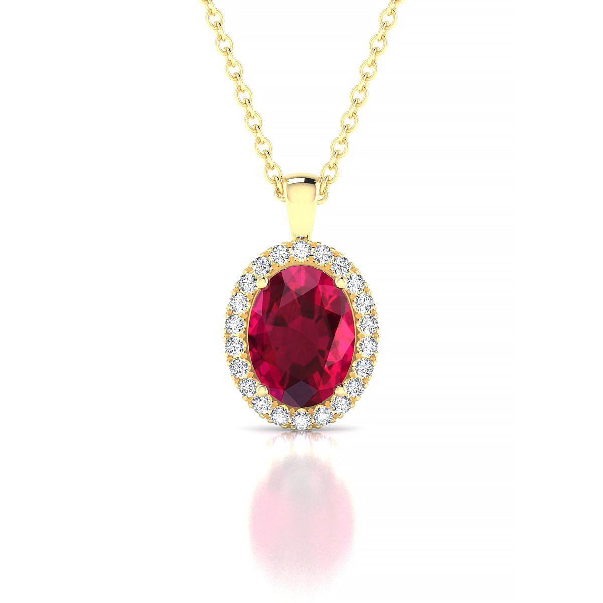 Solar | 18k Yellow Gold 8 x 6 mm Oval Ruby Pendant