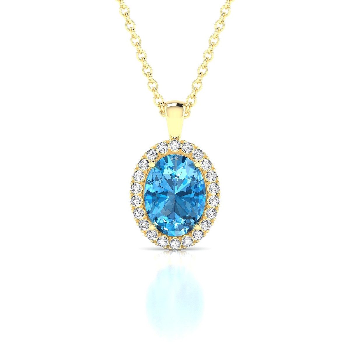 Solar | 18k Yellow Gold 8 x 6 mm Oval Topaz Pendant