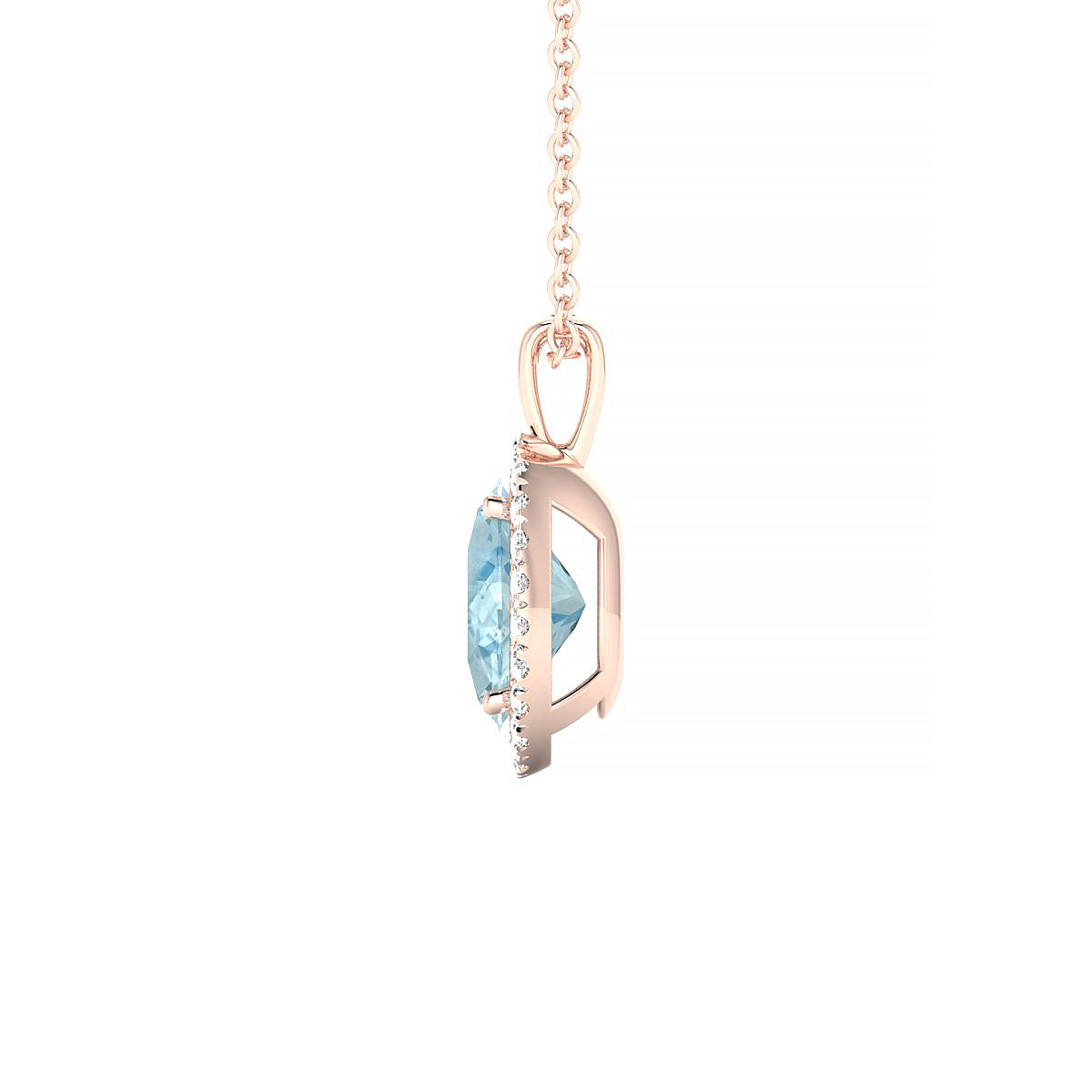 Solar | 18k Rose Gold 8 x 6 mm Oval Aquamarine Pendant