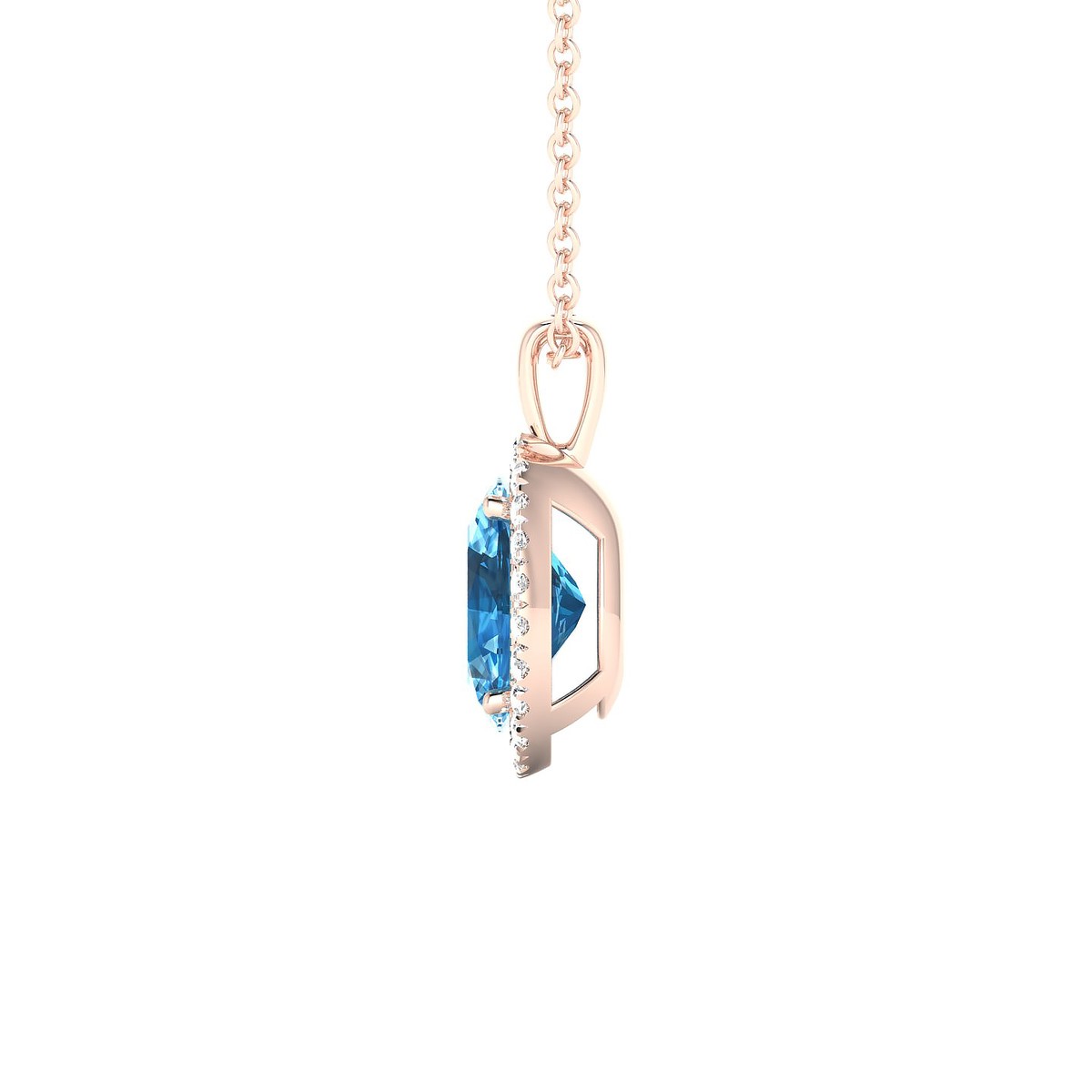 Solar | 18k Rose Gold 8 x 6 mm Oval Topaz Pendant