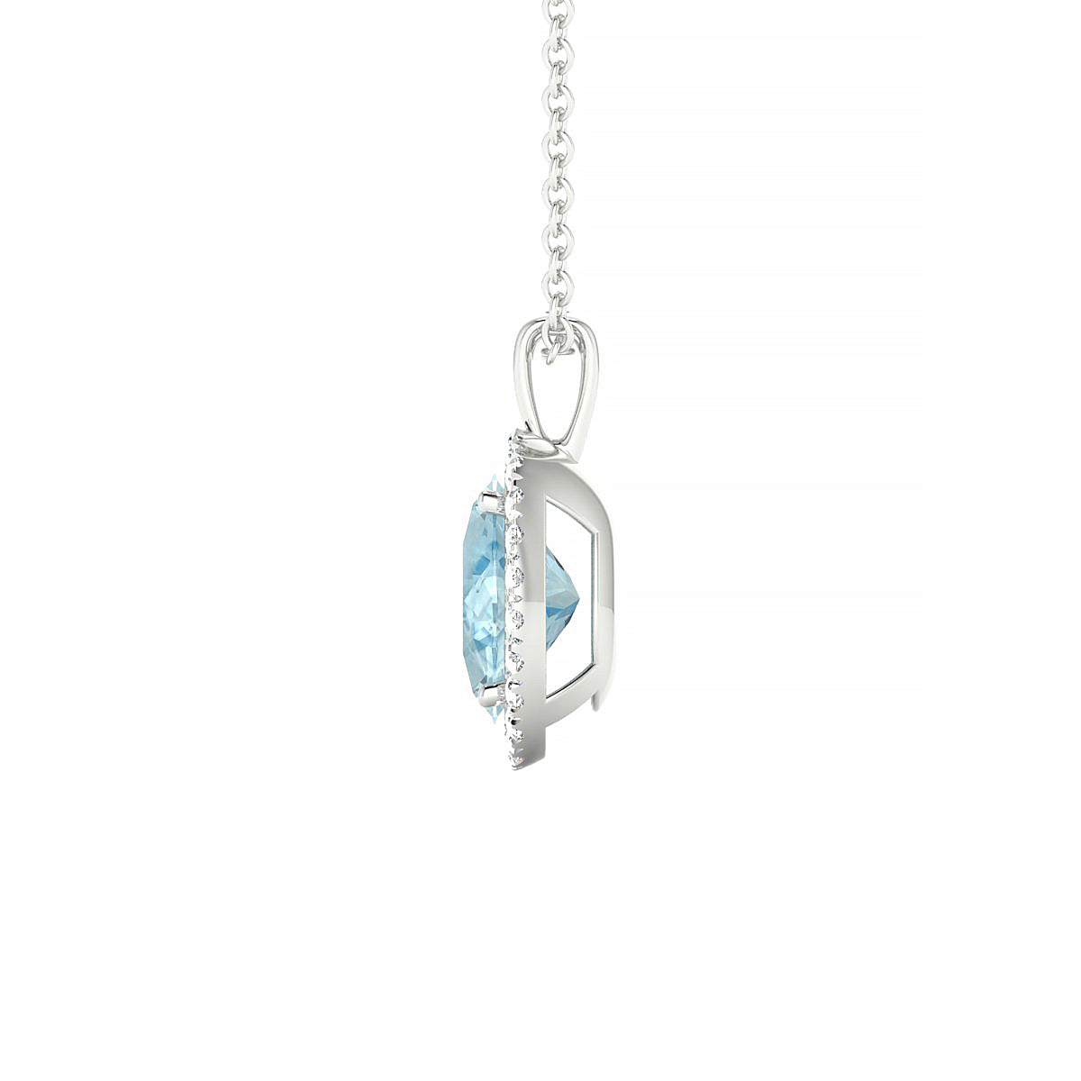 Solar | 18k White Gold 8 x 6 mm Oval Aquamarine Pendant