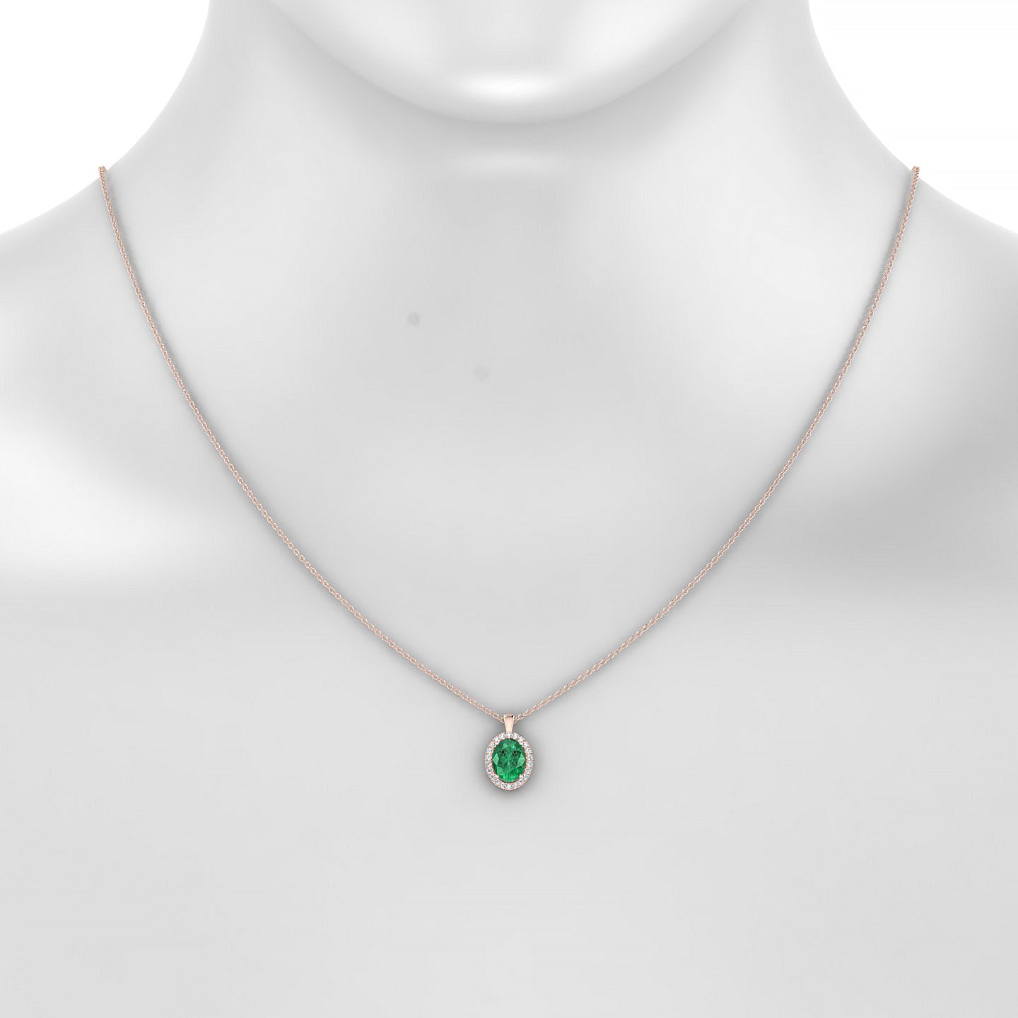 Solar | 18k Rose Gold 8 x 6 mm Oval Emerald Pendant