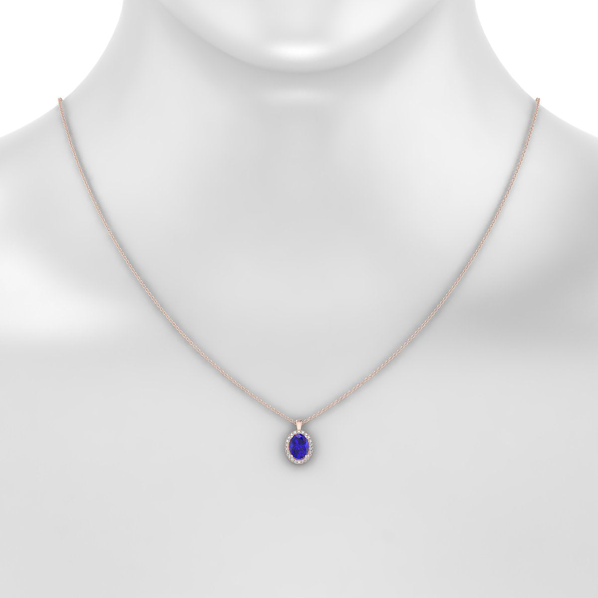 Solar | 18k Rose Gold 8 x 6 mm Oval Tanzanite Pendant