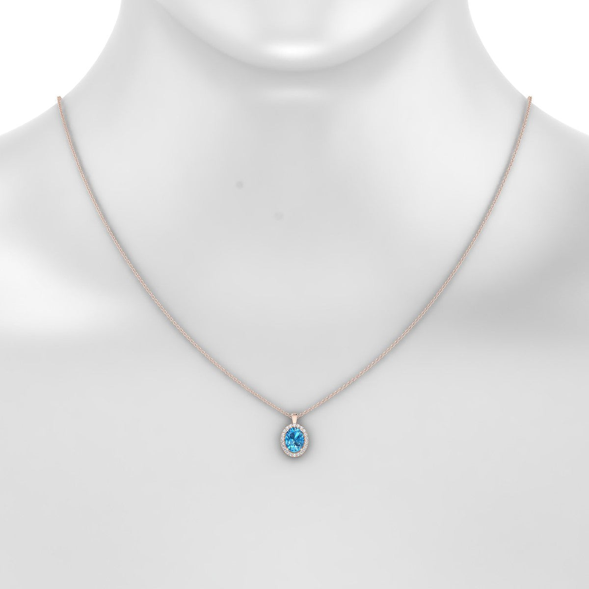 Solar | 18k Rose Gold 8 x 6 mm Oval Topaz Pendant