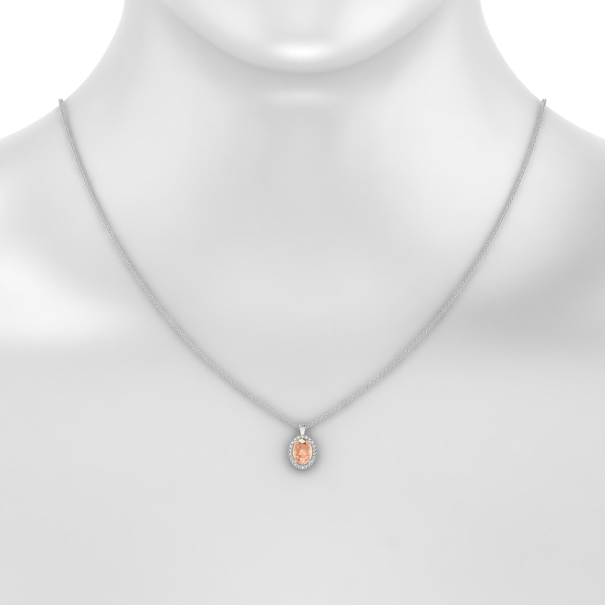 Solar | 18k White Gold 8 x 6 mm Oval Morganite Pendant