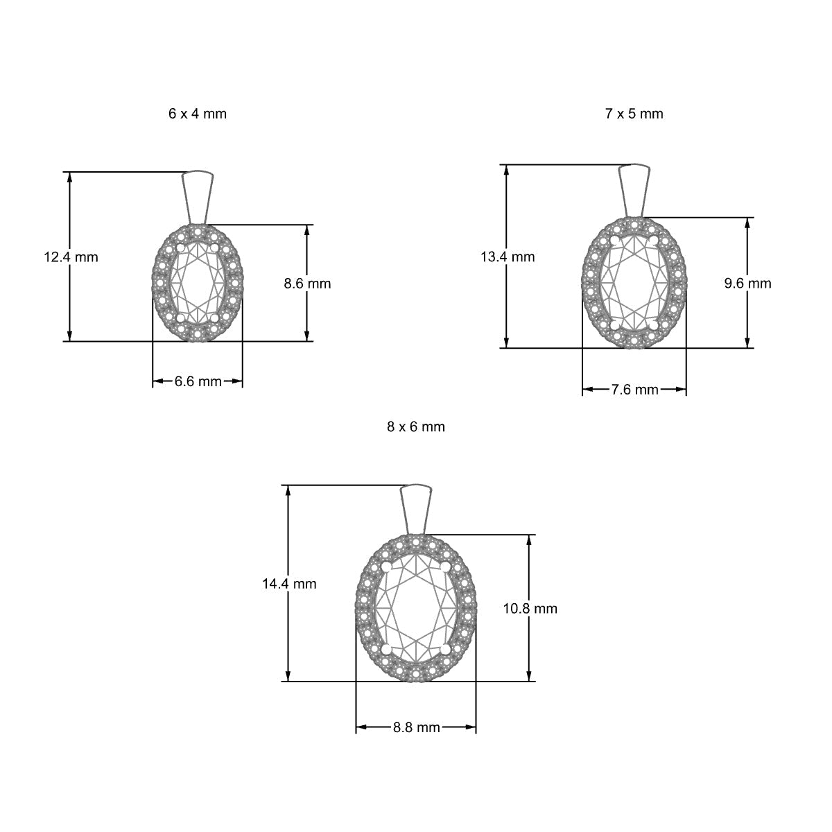 Solar | 18k White Gold 7 x 5 mm Oval Diamond Pendant