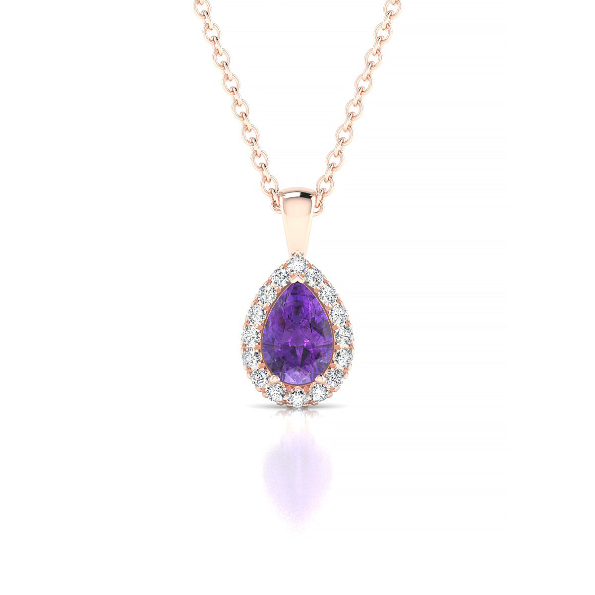 Solar | 18k Rose Gold 6 x 4 mm Pear Amethyst Pendant