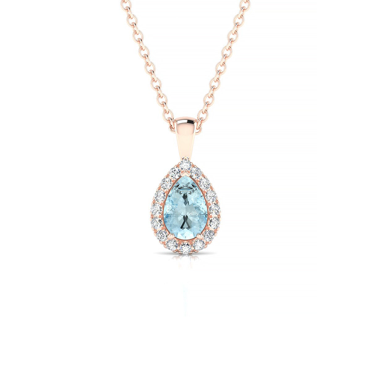 Solar | 18k Rose Gold 6 x 4 mm Pear Aquamarine Pendant