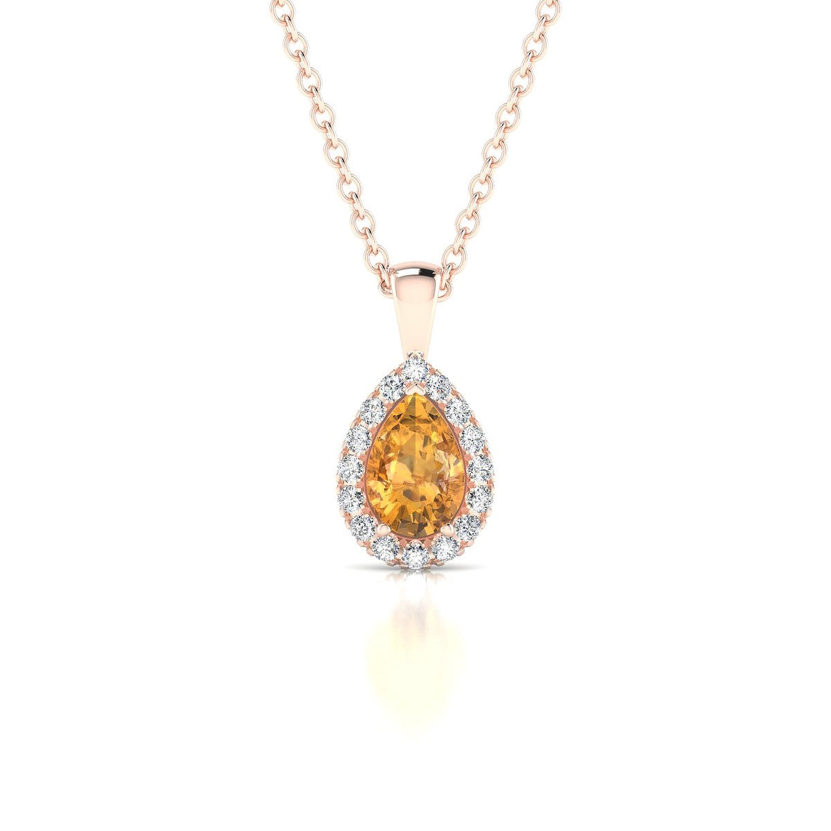 Solar | 18k Rose Gold 6 x 4 mm Pear Citrine Pendant