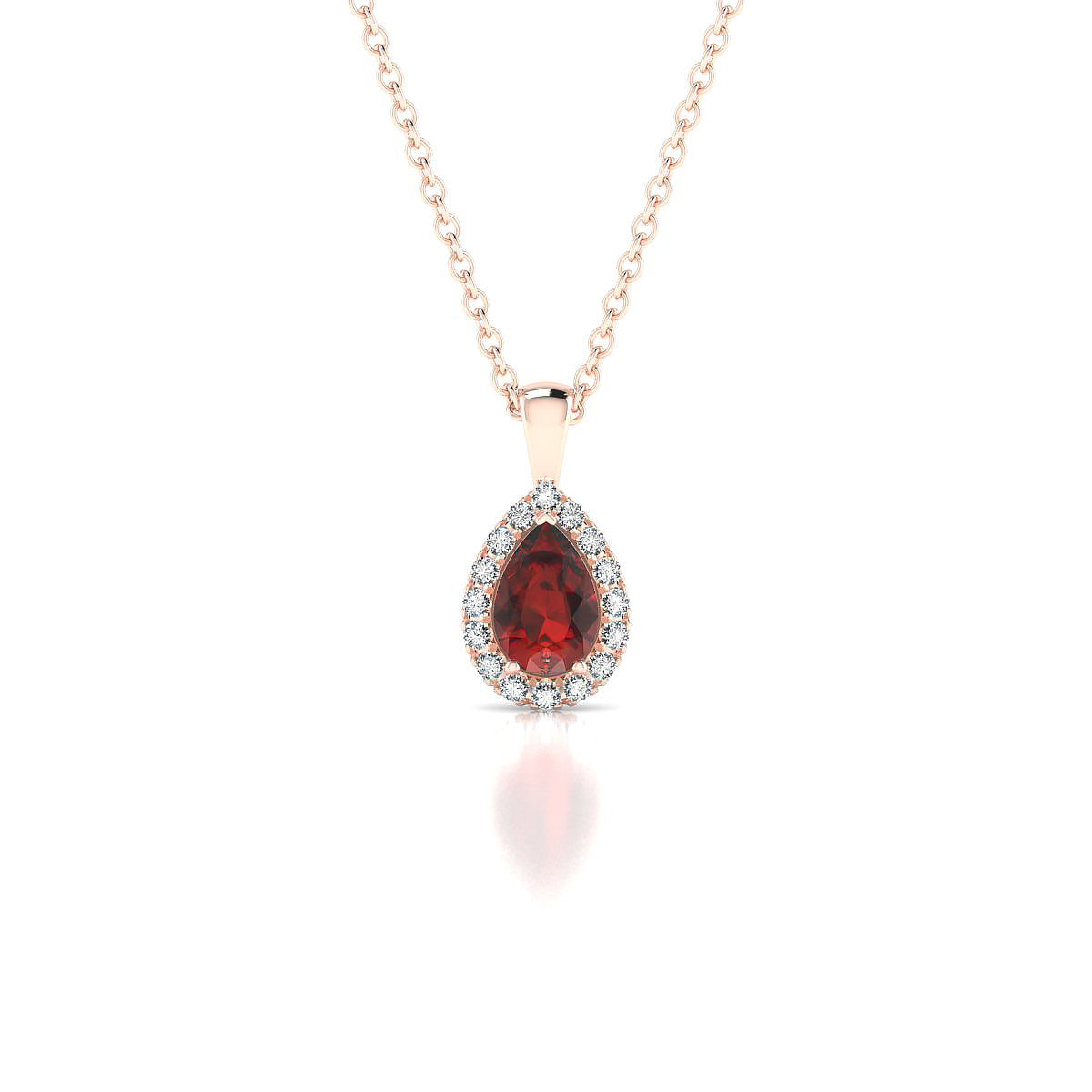 Solar | 18k Rose Gold 6 x 4 mm Pear Garnet Pendant
