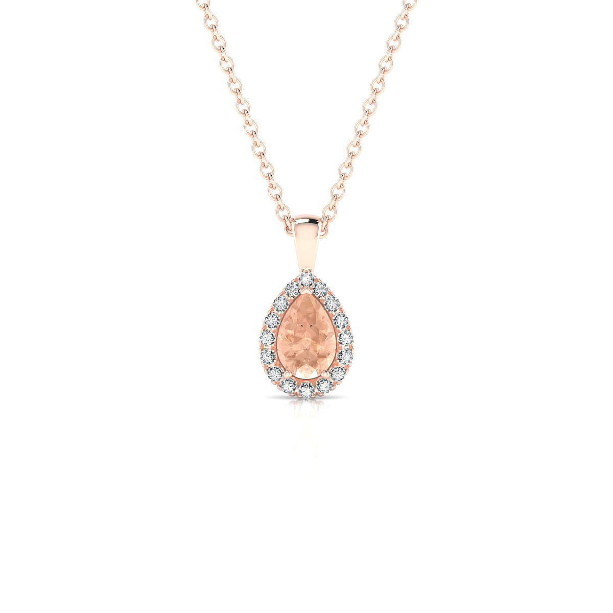 Solar | 18k Rose Gold 6 x 4 mm Pear Morganite Pendant