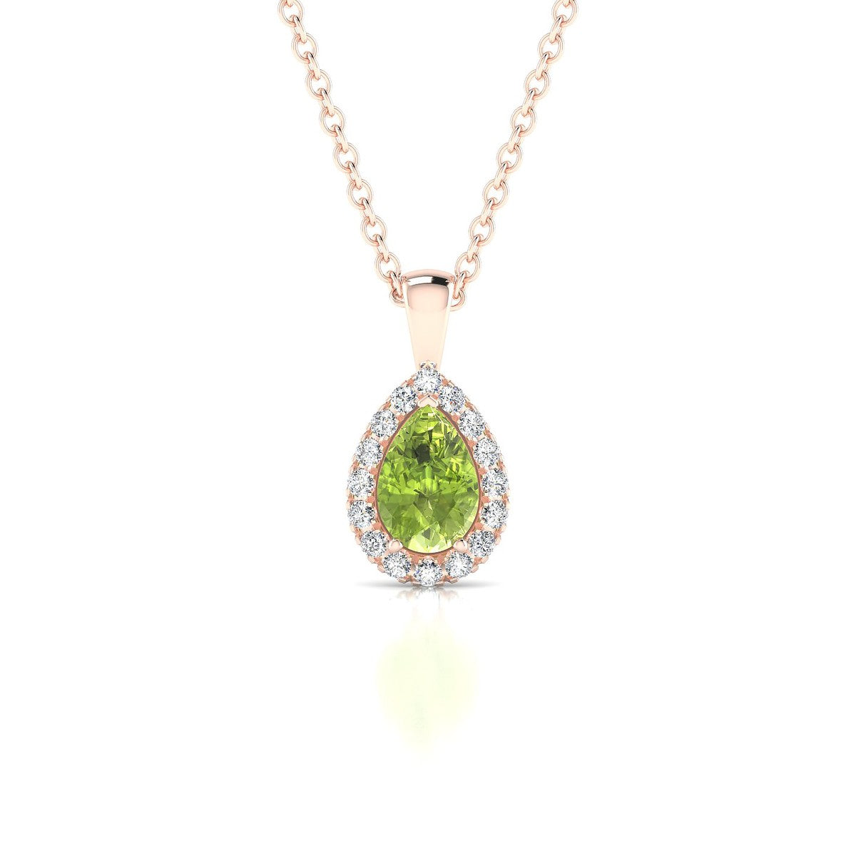 Solar | 18k Rose Gold 6 x 4 mm Pear Peridot Pendant