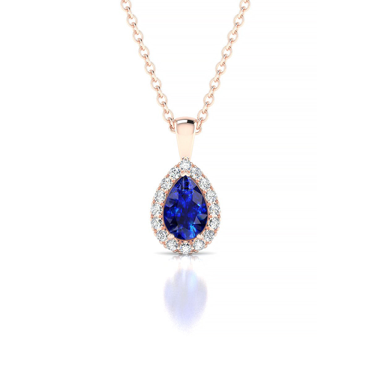 Solar | 18k Rose Gold 6 x 4 mm Pear Sapphire Pendant