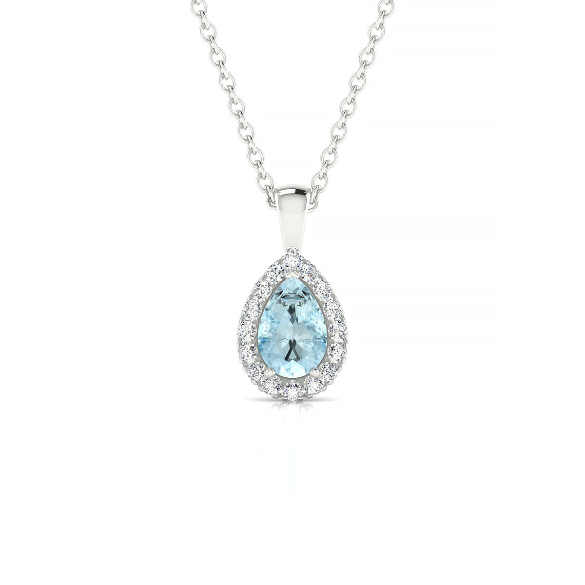 Solar | 18k White Gold 6 x 4 mm Pear Aquamarine Pendant