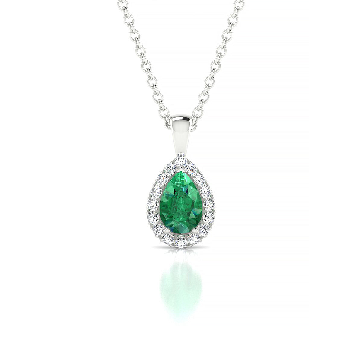 Solar | 18k White Gold 6 x 4 mm Pear Emerald Pendant