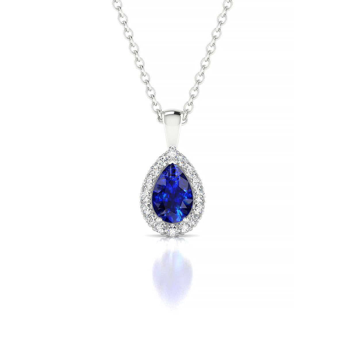 Solar | 18k White Gold 6 x 4 mm Pear Sapphire Pendant