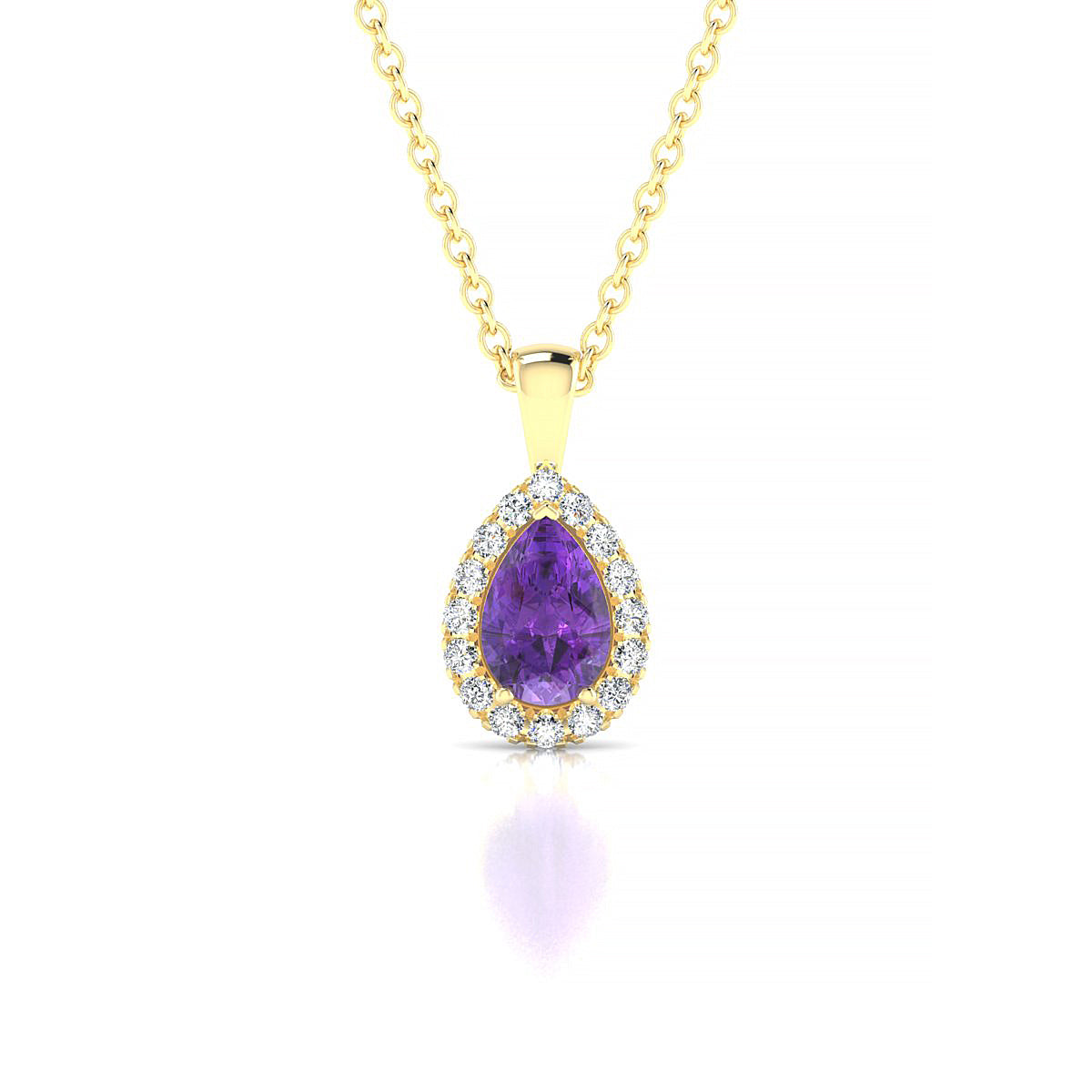 Solar | 18k Yellow Gold 6 x 4 mm Pear Amethyst Pendant