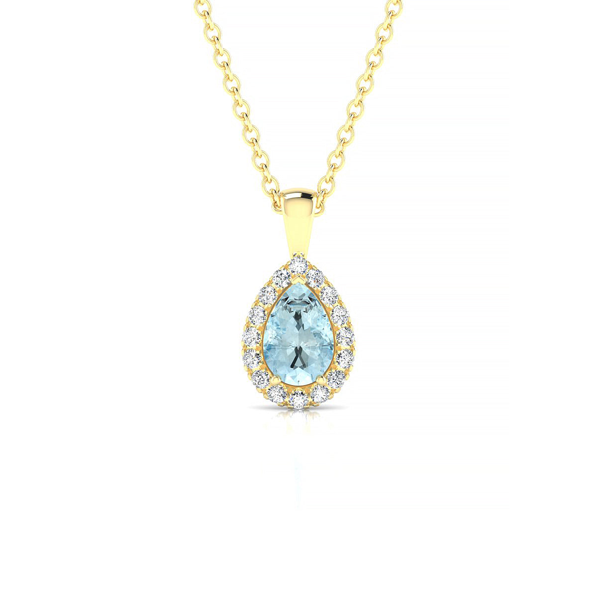 Solar | 18k Yellow Gold 6 x 4 mm Pear Aquamarine Pendant