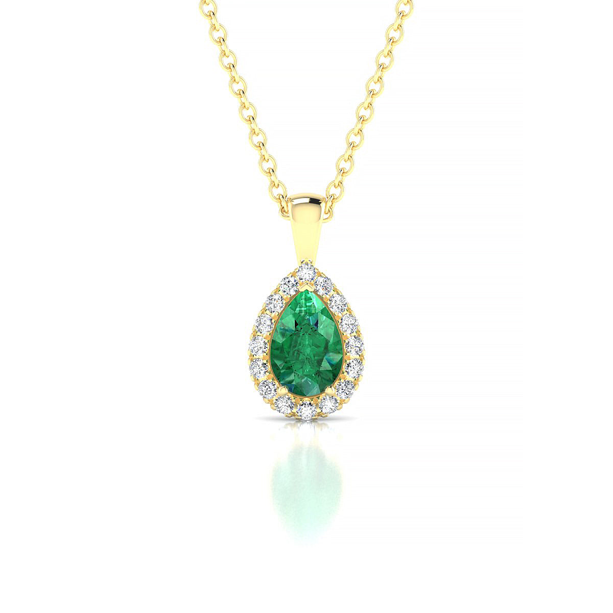 Solar | 18k Yellow Gold 6 x 4 mm Pear Emerald Pendant