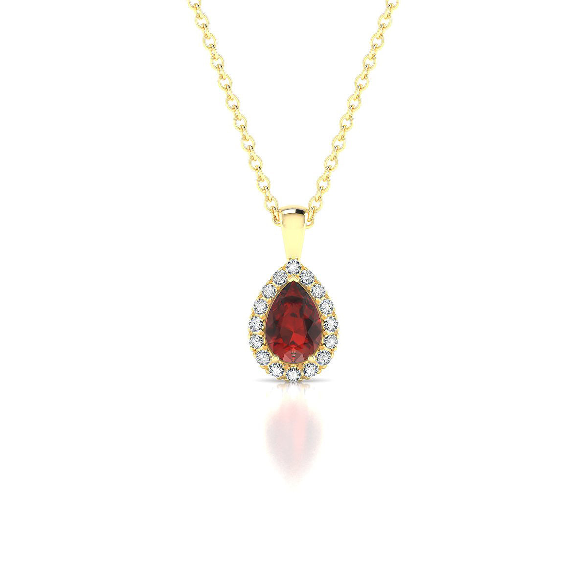 Solar | 18k Yellow Gold 6 x 4 mm Pear Garnet Pendant