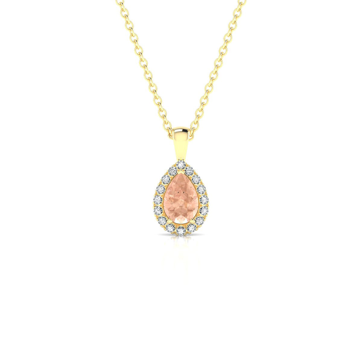 Solar | 18k Yellow Gold 6 x 4 mm Pear Morganite Pendant