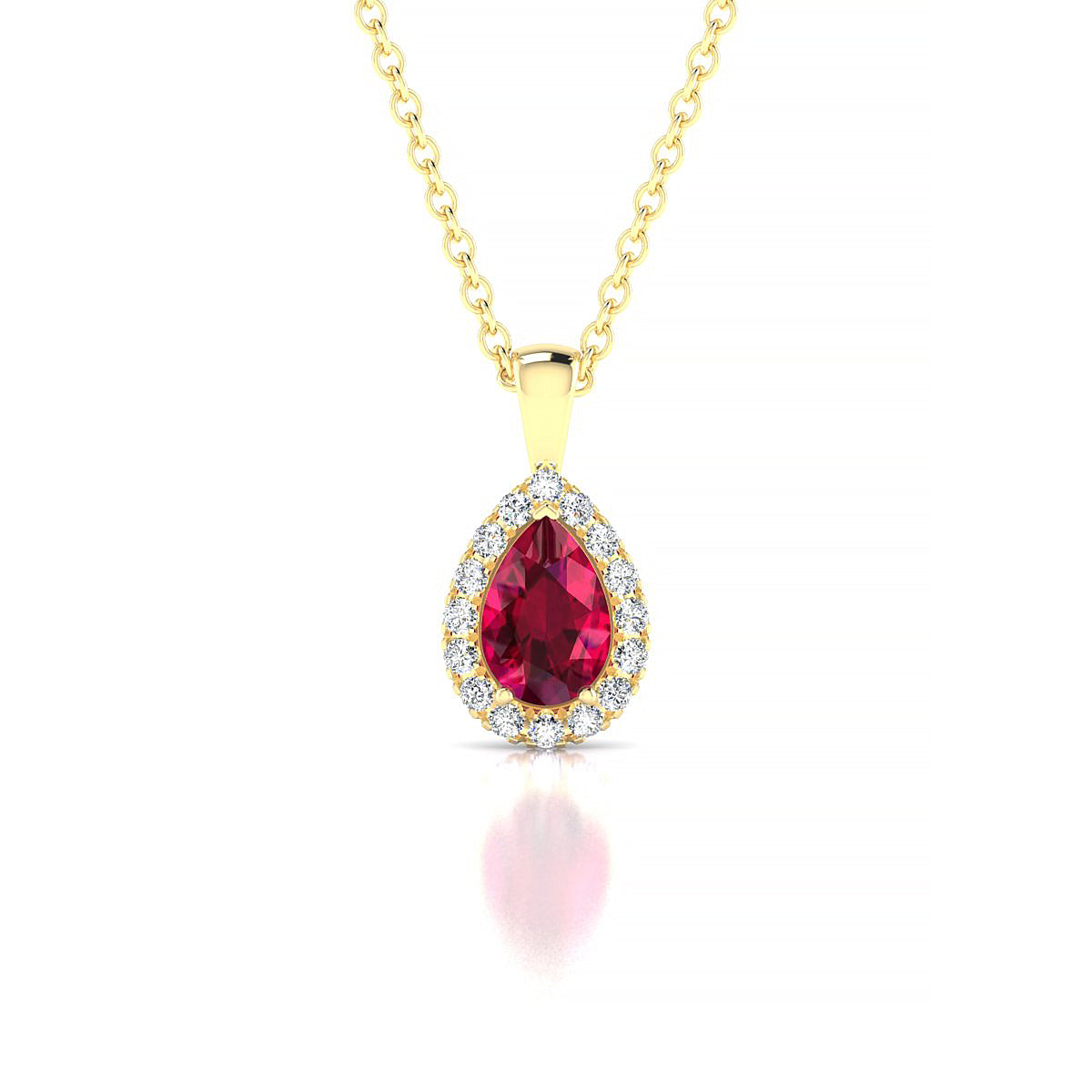 Solar | 18k Yellow Gold 6 x 4 mm Pear Ruby Pendant
