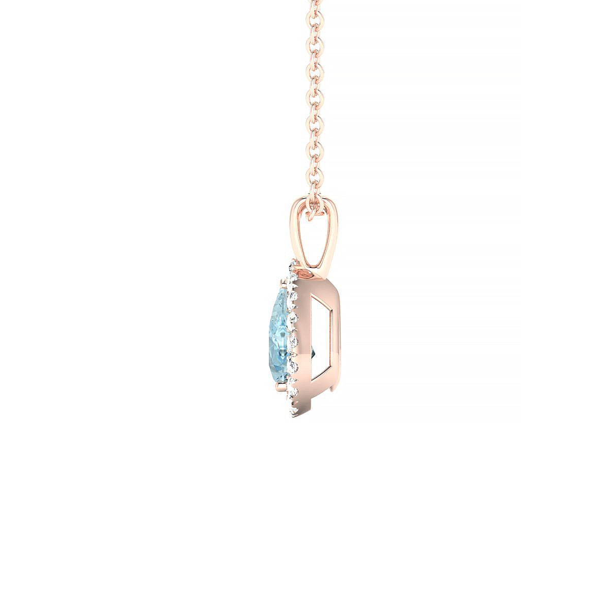 Solar | 18k Rose Gold 6 x 4 mm Pear Aquamarine Pendant