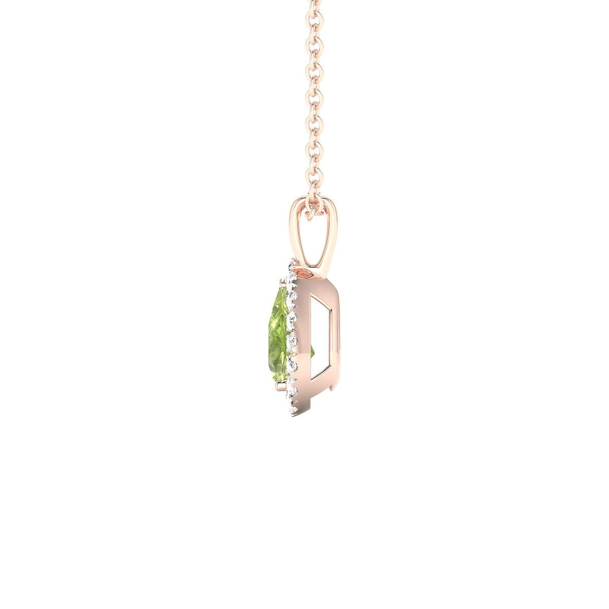 Solar | 18k Rose Gold 6 x 4 mm Pear Peridot Pendant