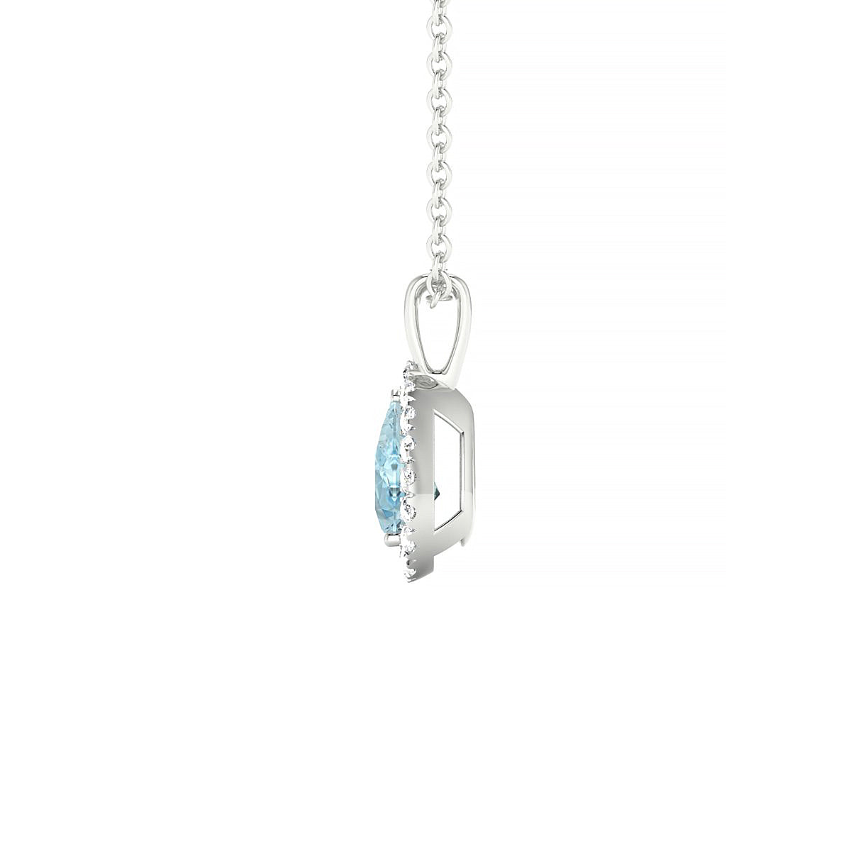 Solar | 18k White Gold 6 x 4 mm Pear Aquamarine Pendant