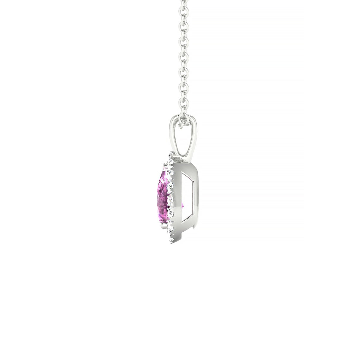 Solar | 18k White Gold 6 x 4 mm Pear Pink Sapphire Pendant