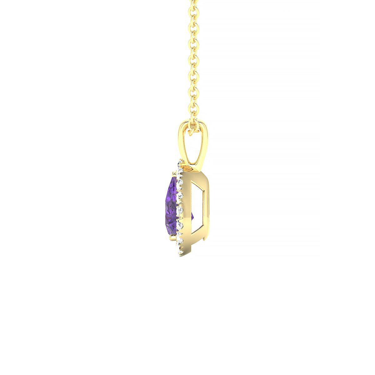 Solar | 18k Yellow Gold 6 x 4 mm Pear Amethyst Pendant