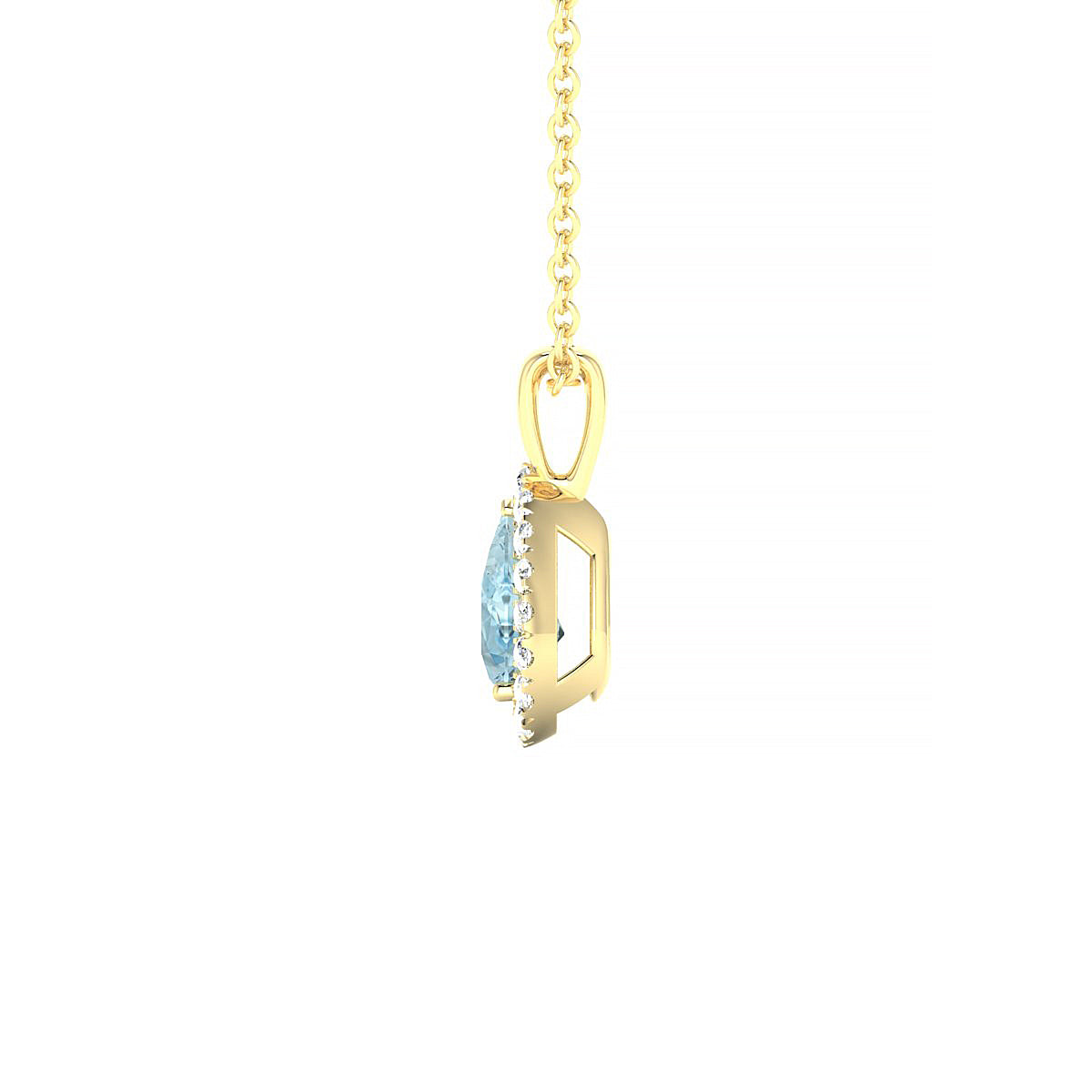 Solar | 18k Yellow Gold 6 x 4 mm Pear Aquamarine Pendant