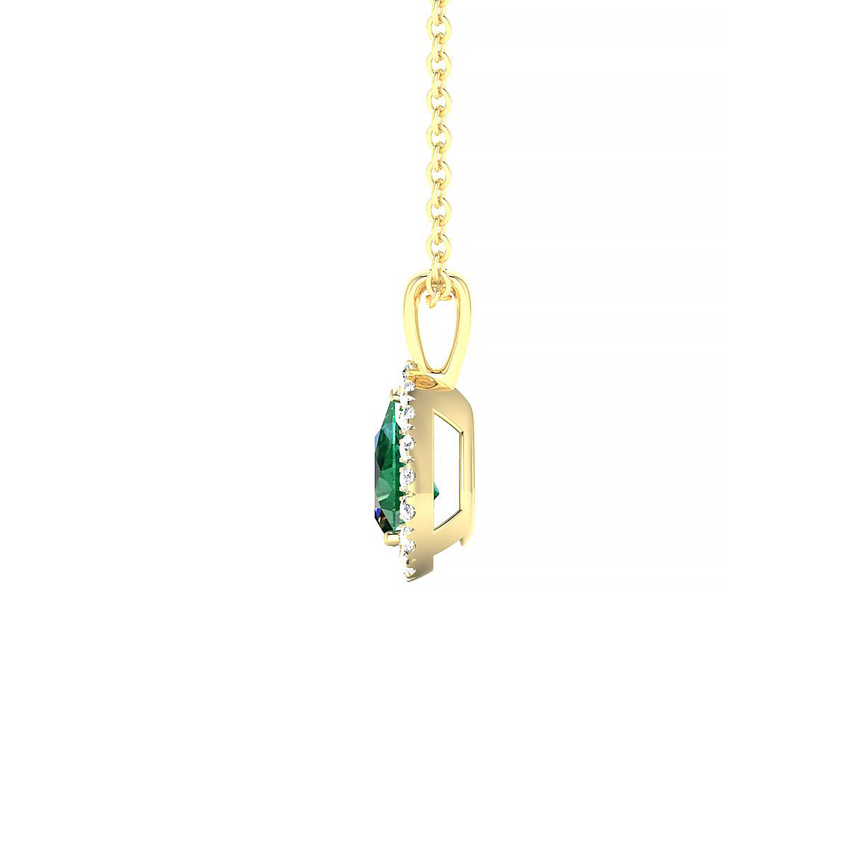 Solar | 18k Yellow Gold 6 x 4 mm Pear Emerald Pendant