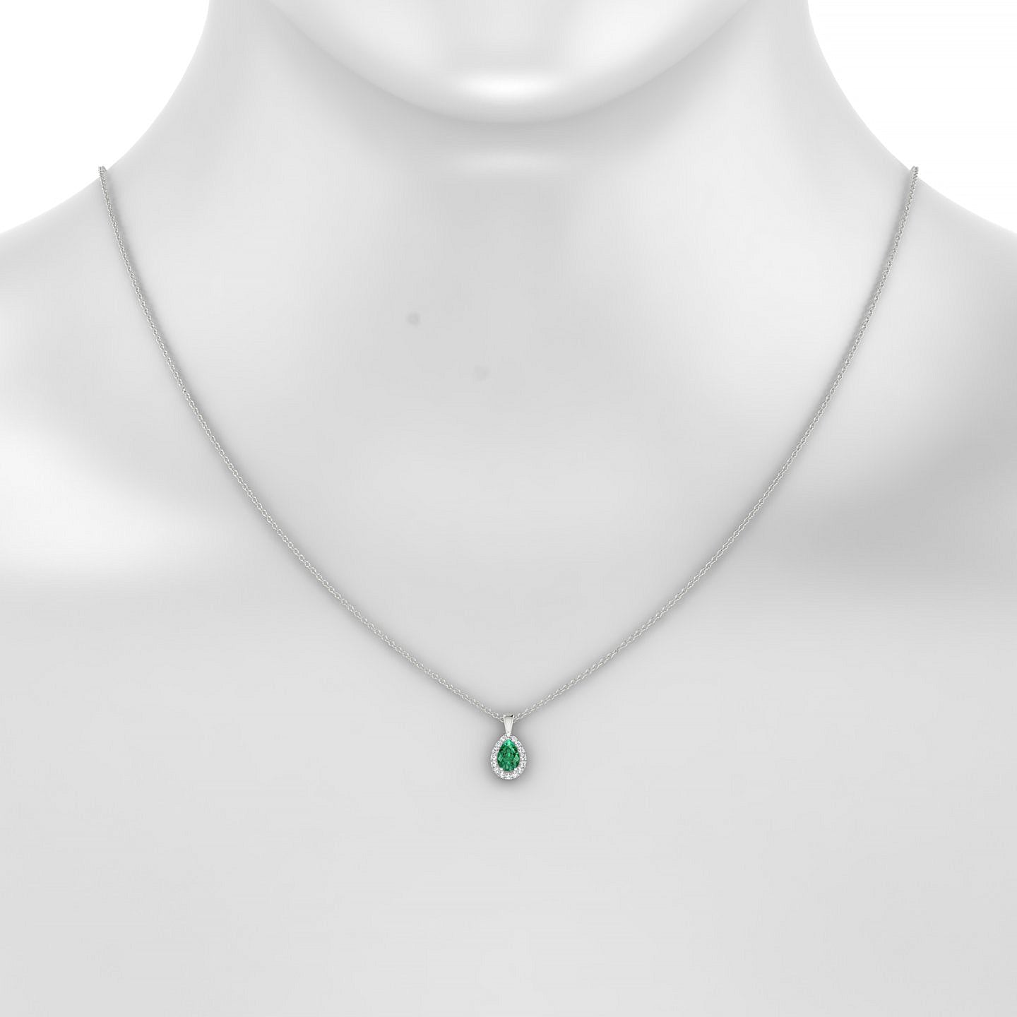 Solar | 18k White Gold 6 x 4 mm Pear Emerald Pendant