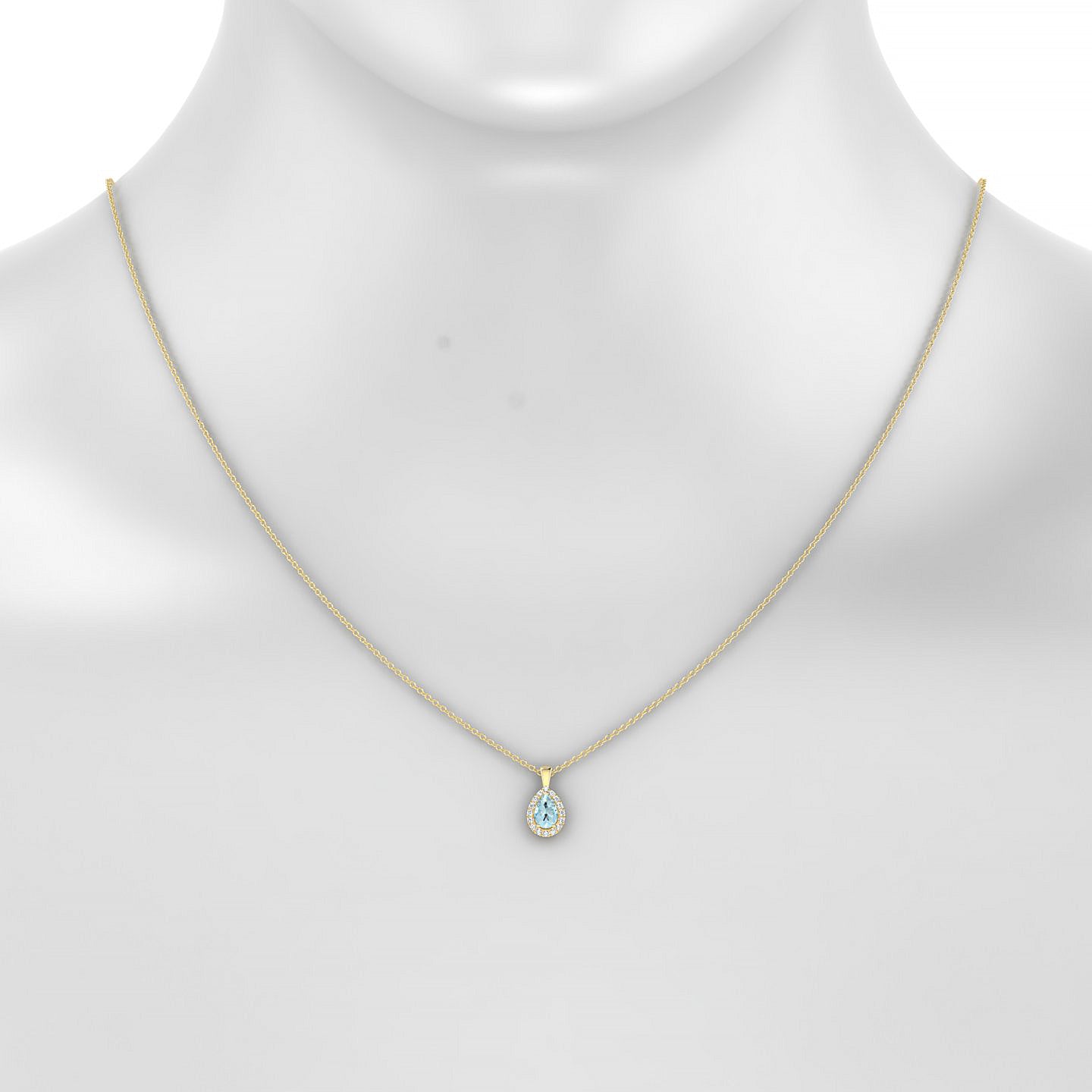 Solar | 18k Yellow Gold 6 x 4 mm Pear Aquamarine Pendant