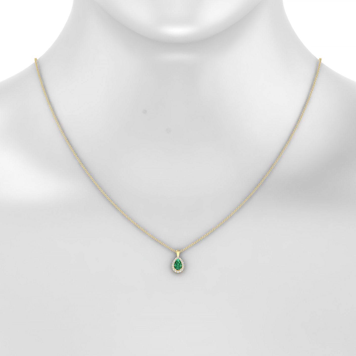 Solar | 18k Yellow Gold 6 x 4 mm Pear Emerald Pendant