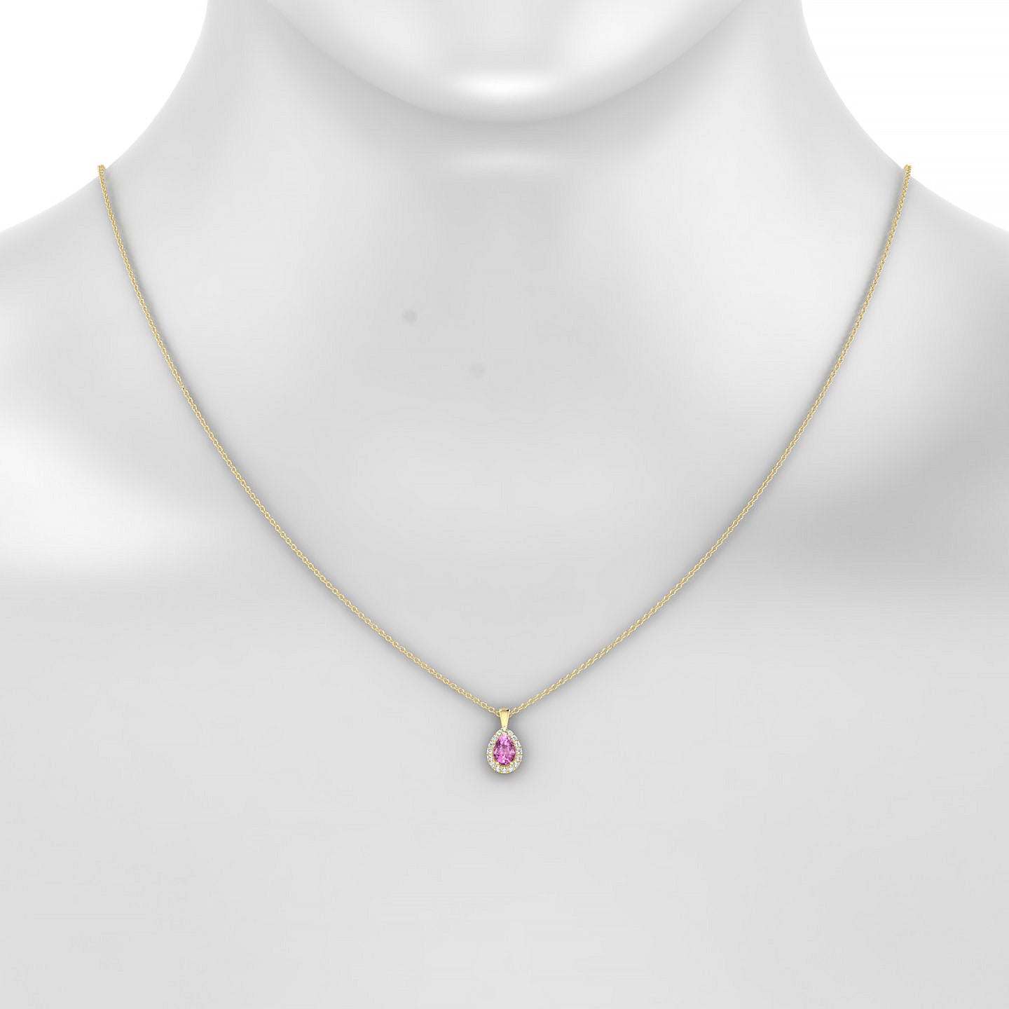 Solar | 18k Yellow Gold 6 x 4 mm Pear Pink Sapphire Pendant