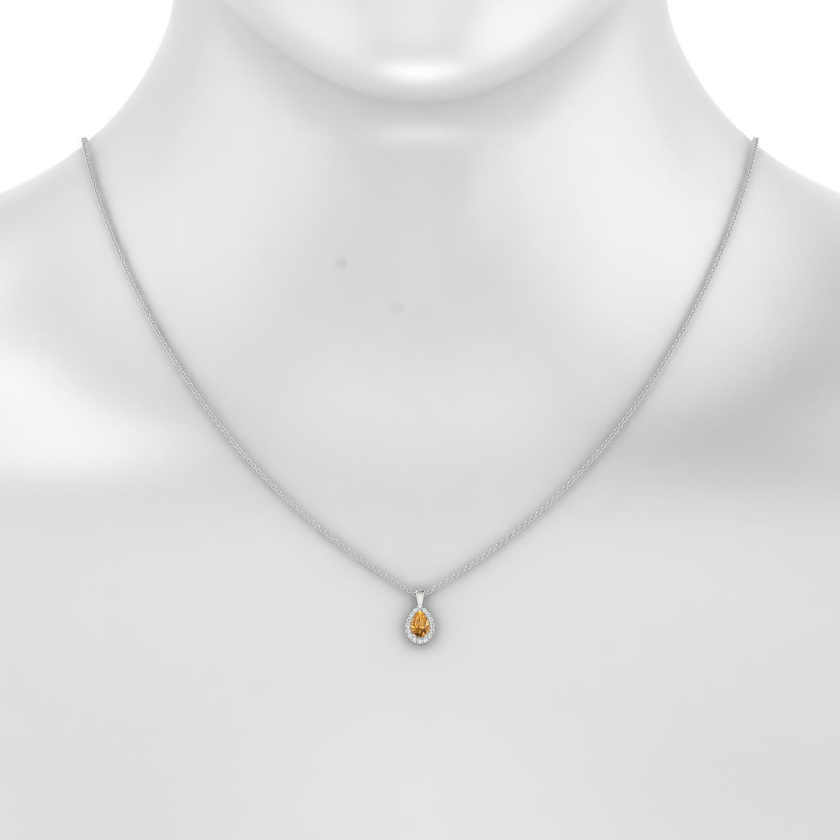 Solar | 18k White Gold 6 x 4 mm Pear Citrine Pendant