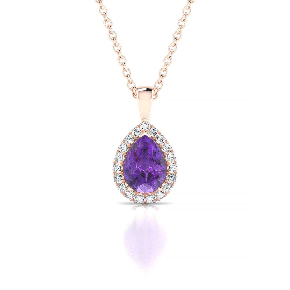 Solar | 18k Rose Gold 7 x 5 mm Pear Amethyst Pendant